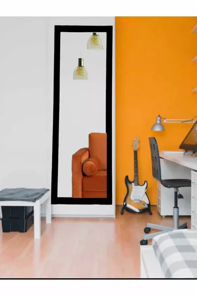 Огледало за антре с черна дървена рамка Черно 