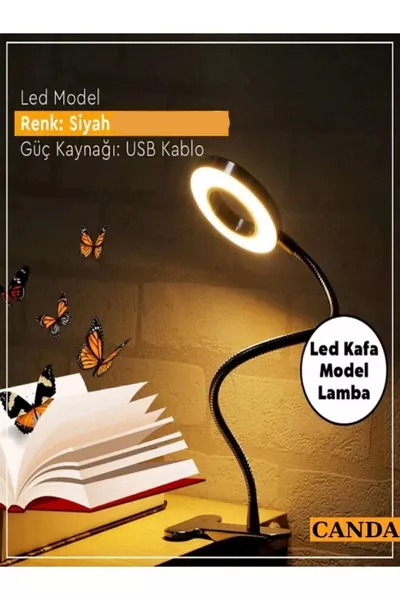 Настольная лампа для чтения с зажимом, светодиодная, регулируемое освещение, 3 цвета, ночник, держатель для телефона, с подарком