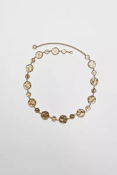 Metal belt with round buckle