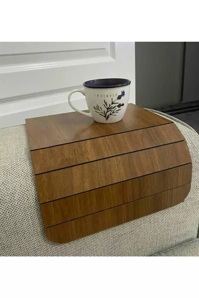 Тёмный кофейный поднос для кресла с боковым столиком, орех для чёток  см, модель 2