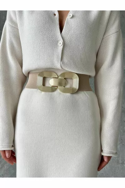 Damen-Gürtel aus elastischem Material mit Goldschnalle, Jacken-Gürtel, Hemd-Gürtel, Kleid-Gürtel