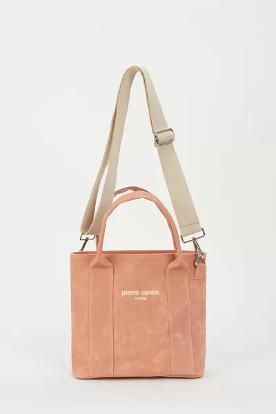 حقيبة كتف نسائية من قماش كانفاس بلون المرجان 