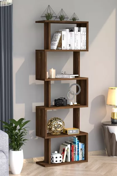 رف كتب ديكوري من الجوز