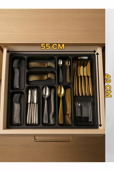  см. Скрин с антрацитен цвят с 9 отделения за лъжици, може да се реже до * см