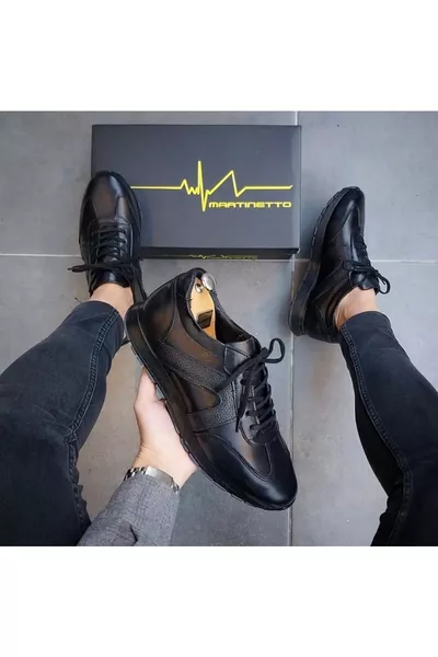 Hakiki Deri Siyah Günlük Erkek Ayakkabı