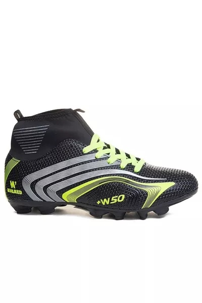 Super Mercury Bilekli Çoraplı Halısaha Çim Dişli Krampon Futbol Ayakkabısı  Siyah Sarı