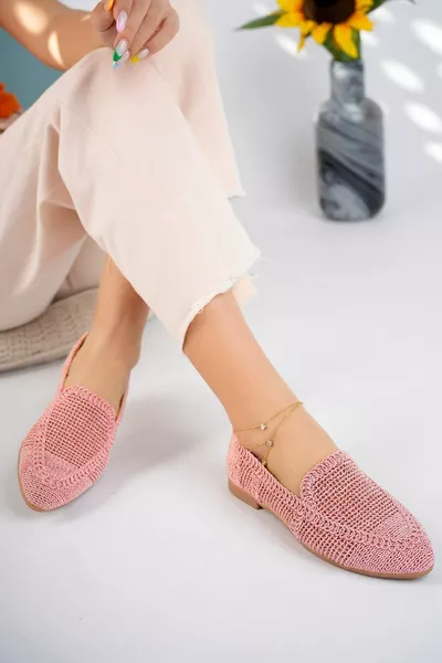 Women's Knitted Ballet Flats Women's Shoes Everyday Shoes Powder Color Mom Shoes