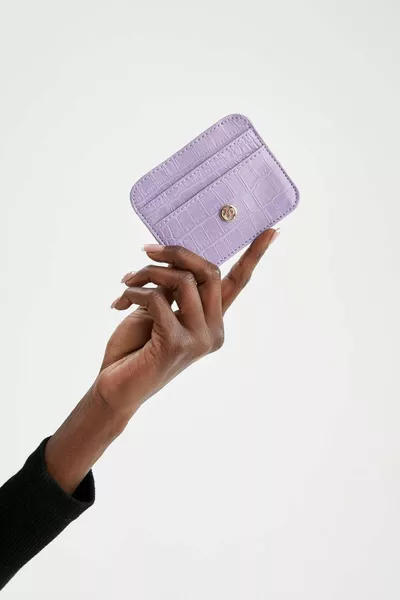 Women's Faux Leather Croco Card Holder AZNS