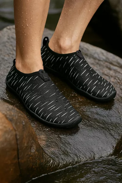 Hayal Black and White Multi-Purpose Beach and Water Shoes