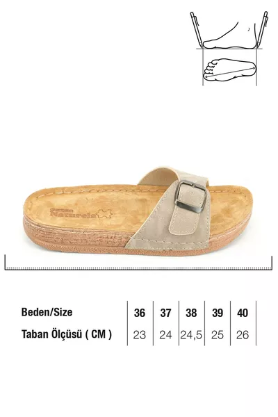 Kadın Yazlık İç Tabanı Hakiki Deri Tek Toka Ayarlanabilir Rahat Taban Günlük Terlik