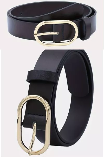 حزام نسائي بلون الكهرمان، البيج، الأسود، مجموعة أحزمة بعرض 2.5 سم