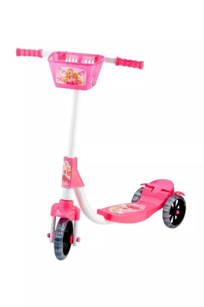 سكوتر للبنات بعجلات شفافة من السيليكون مع فرامل وتزيين بشخصية باربي