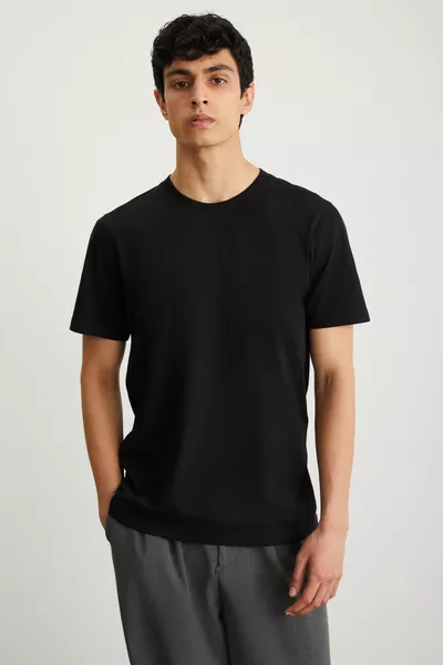 Мужская футболка Mıchel Slim Fit узкого кроя, % органический хлопок, с боковым швом, базовая черная трикотажная