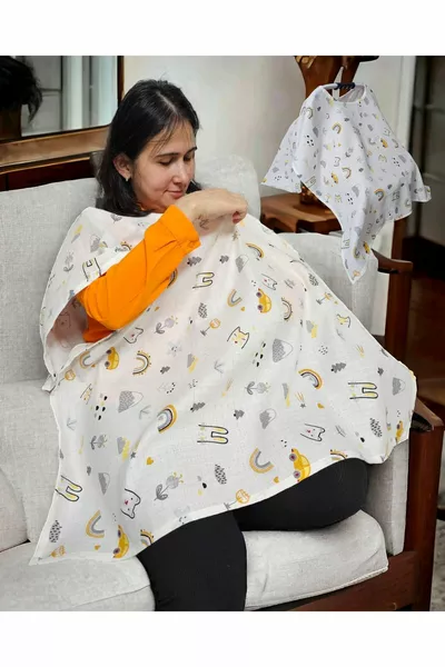 Muslin Rainbow Poncho Single Product Functional Stroller Cover and Nursing Apron