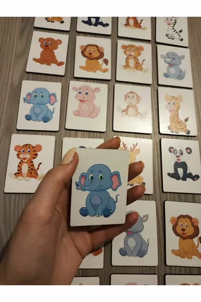 Дървени карти за съвпадение на интелигентност Дървен пъзел играчка (Сладки животни)