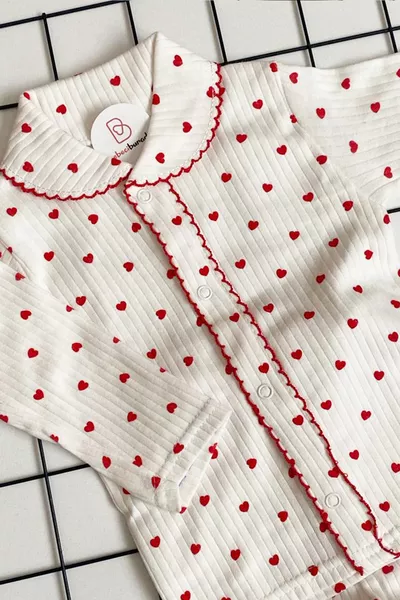 Heart-Print Snap-Front Baby Pajama Set 0-6