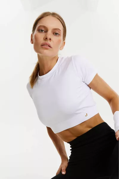 Captiva Soft Textured & Stretchy Crop Top White