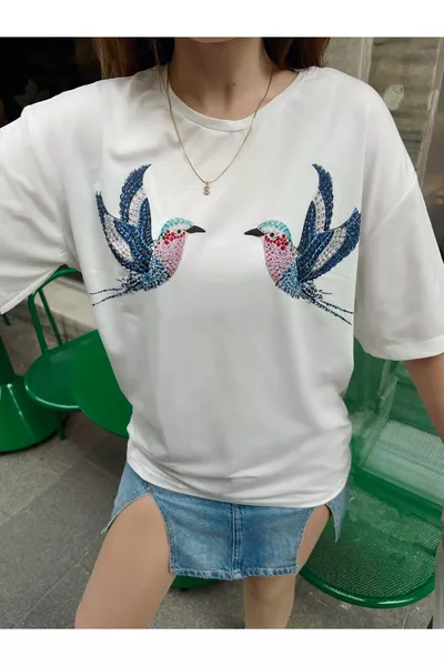 Женская футболка с принтом птиц