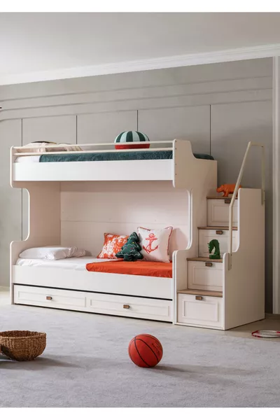 Кровать-чердак Ranza, Zenit Plus с ящиком белая