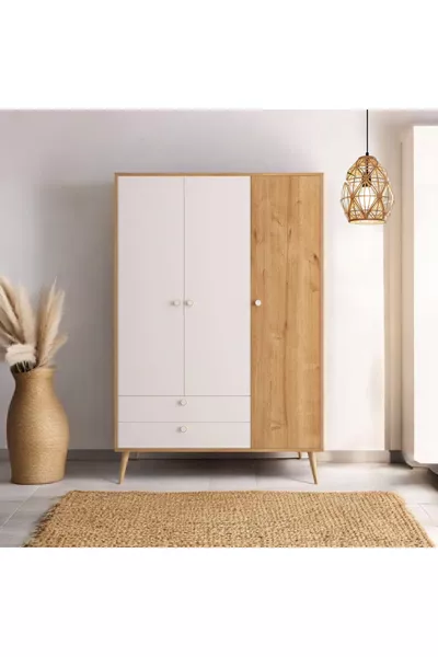 خزانة ملابس Tema بثلاثة أبواب وأدراج، خزانة ملابس بعرض  سم