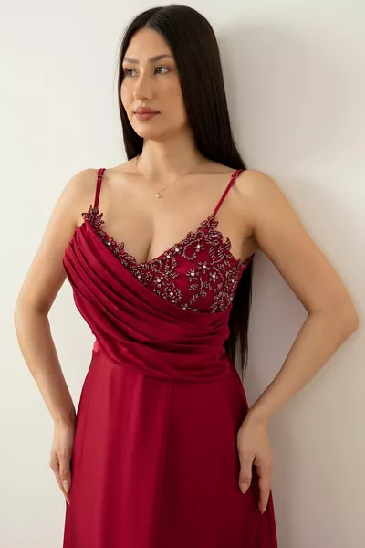 SATIN CREPE STRAP DRESS 