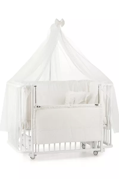 سرير هزاز خشبي بجانب دمية بامبينو  سم (أبيض-أوف وايت)