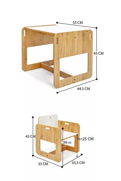 طاولة وكراس خشبية مونتيسوري للنشاط واللعب للأطفال من عمر 2-4 سنوات (طاولة واحدة + كرسي واحد)