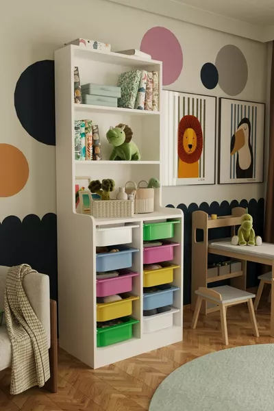 Лисано Многофункциональный игровой шкаф-корзина, многоцветный