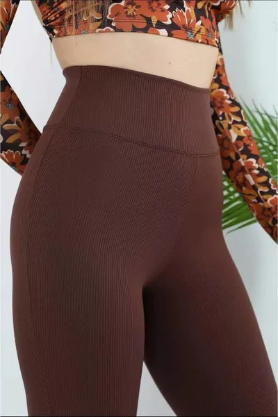 High Waist Ribbed Knit Shaping Leggings