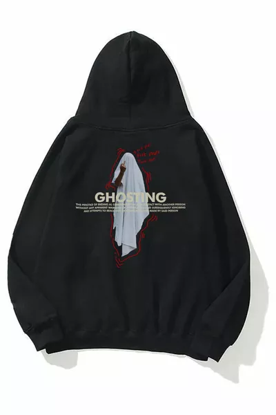 Unisex Ghosting Siyah Sweatshirt Hoodie