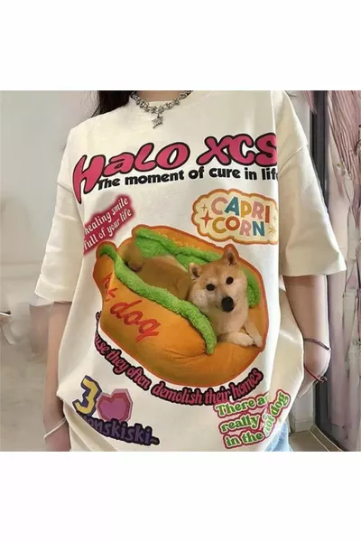 Ekru Halo Xcs Hot Dog Uniseks T-shirt