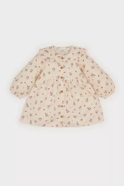 فستان تويل طويل الأكمام للبنات مع زهور SP