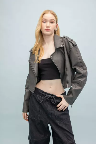 Regular Fit Faux Leather Jacket SP