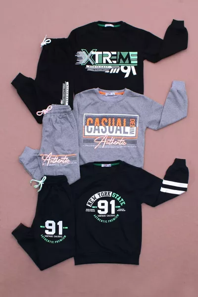 Ensemble de survêtement garçon à col rond 3 pièces