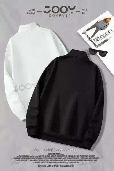 Brooklyn JC Half-Zip Sweatshirt Black - White 2-Piece Promo Set