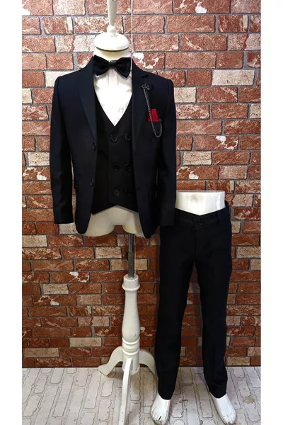 Ensemble de costume pour enfant avec gilet et chemise 1 à  ans Noir