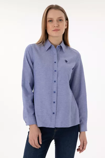 Damen Saks Langarm Basic Hemd 