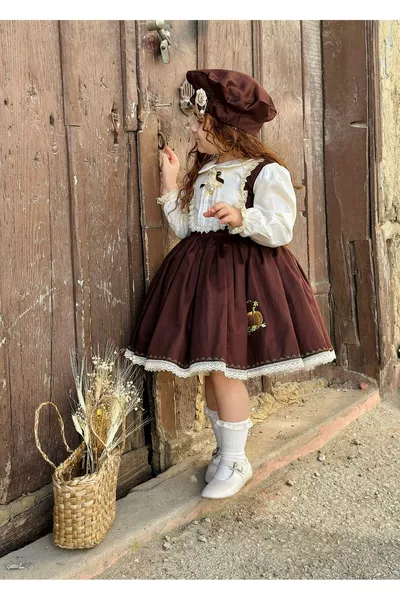 Pumpkin Coffee Retro Vintage Baby Girl Dress Custom Made Toddler Girl Birthday Dress