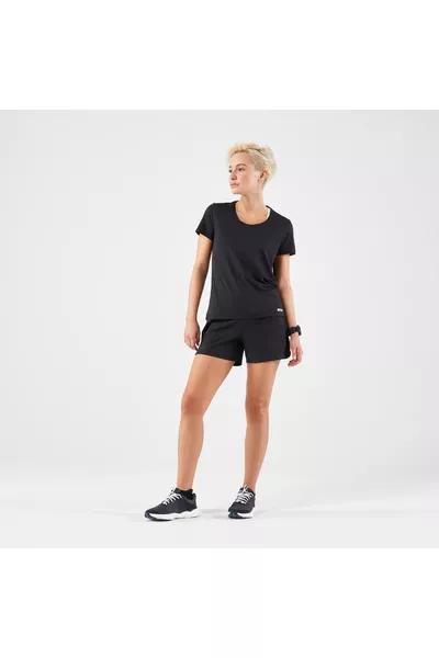 Kalenji Women's T-Shirt - Running - Black - Kiprun Run 