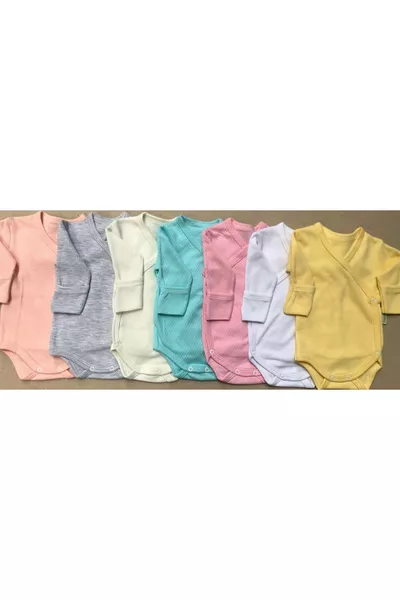 بودي بأكمام طويلة وأزرار كروزيه مع قفازات مدمجة (عبوة 7 قطع)