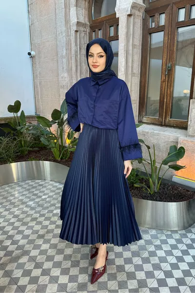 Elisa Pleated Skirt - Navy