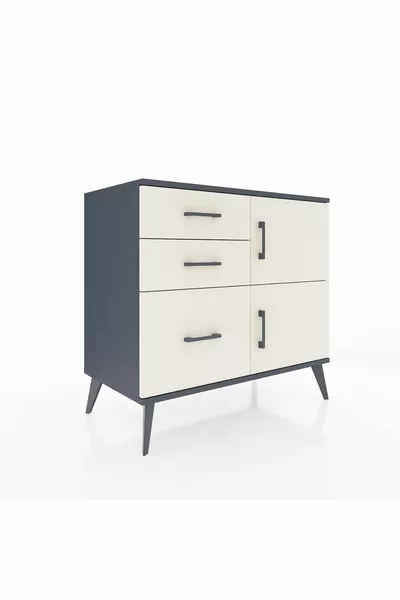 خزانة هايبرين مع رف واحد، 3 أدراج، بابان، أنترسايت-حجر رملي