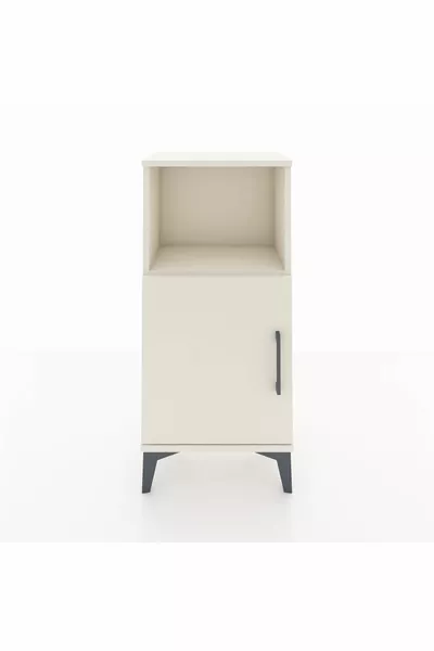 Arges Nachttisch mit 2 Regalen und 1 Tür in Mondstein-Mondstein