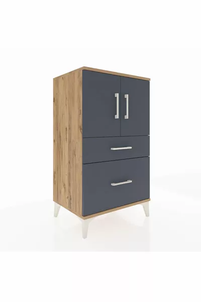 Хиперион Шкаф с Нощно 2 Рафтове 2 Чекамедaла 2 Врати СМ-Дъб Антрацит