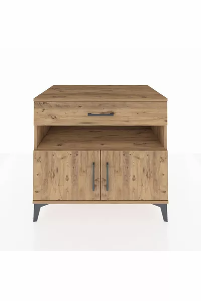 خزانة كرونوس مع رفين، ودُرج واحد، وبابين، من خشب الصنوبر