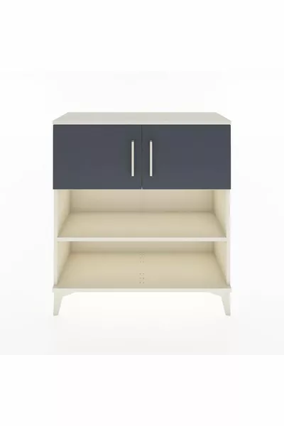 خزانة أرجيس بثلاثة أرفف وبغطائين، لون حجر القمر-أنتراسيت