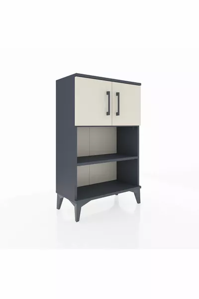 خزانة أرغيس كومودين بدرجين وغلافين أنثراسيت-حجر الصوان