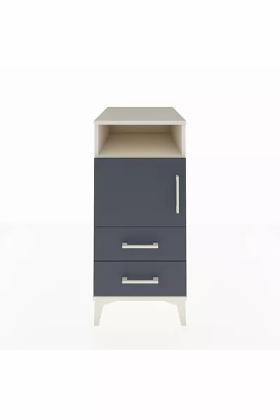 خزانة جانبية كرونوس برافين وتنين درج وغطاء واحد، لون حجر القمر - أنثراسيت