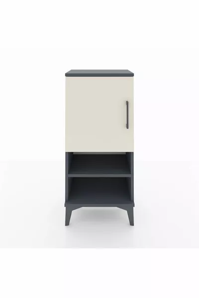 Table de chevet Arges avec 3 étagères et 1 porte, anthracite-pierre de lune