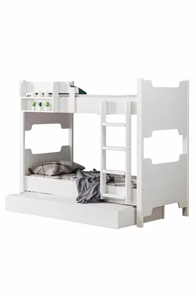 Lits superposés en profil MDF, lit superposé modulable Eurasia avec deux lits confort